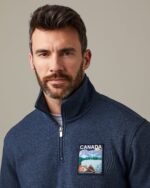 Canada Unisex French Terry Quarter Zip - Navy Marl - Image 2